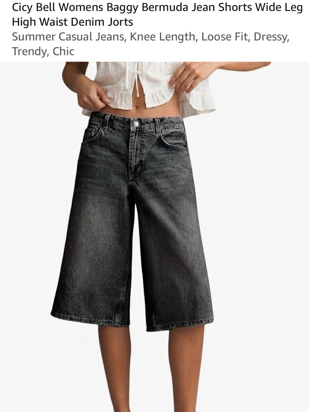 Women’s High-Waist Baggy Bermuda Shorts - Black Wash